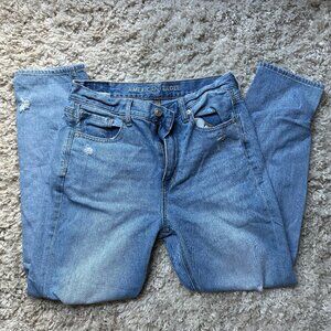 American Eagle Blue Ripped Mom Jeans